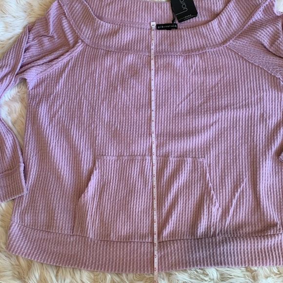 Off the Shoulder Lilac Waffle Knit Top GIBSONLOOK Size XL NWT - Picture 5 of 8